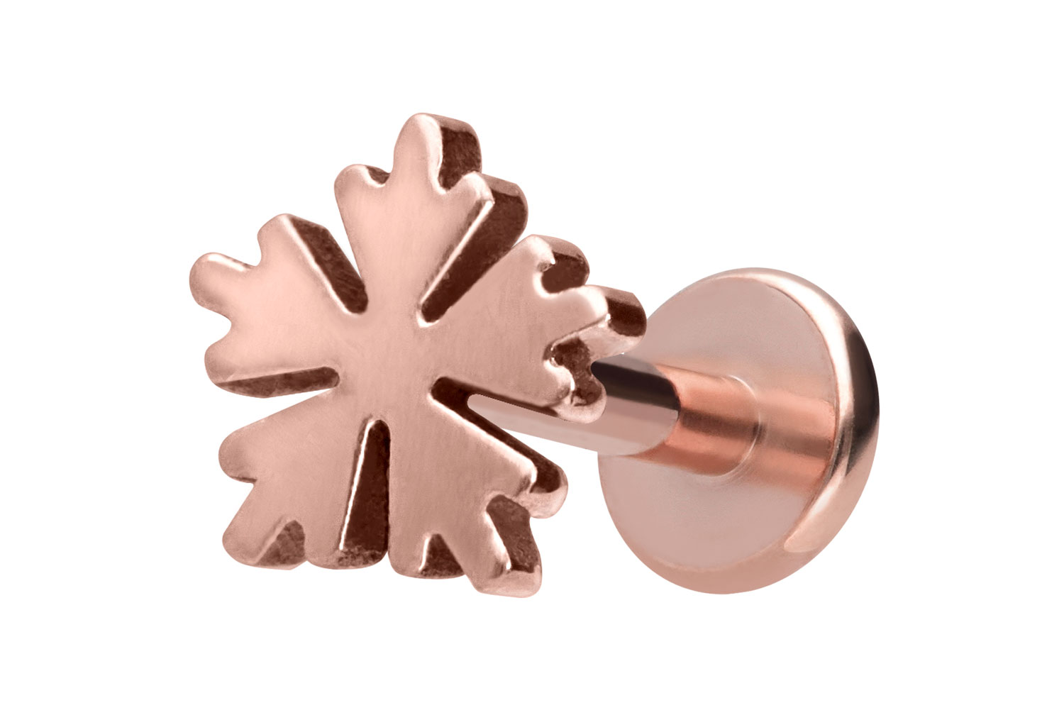 Titan Labret Piercing mit Innengewinde SCHNEEFLOCKE